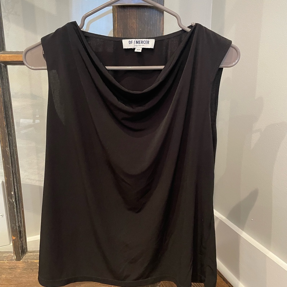 Of Mercer Black Sleeveless Blouse Top Drapped size medium